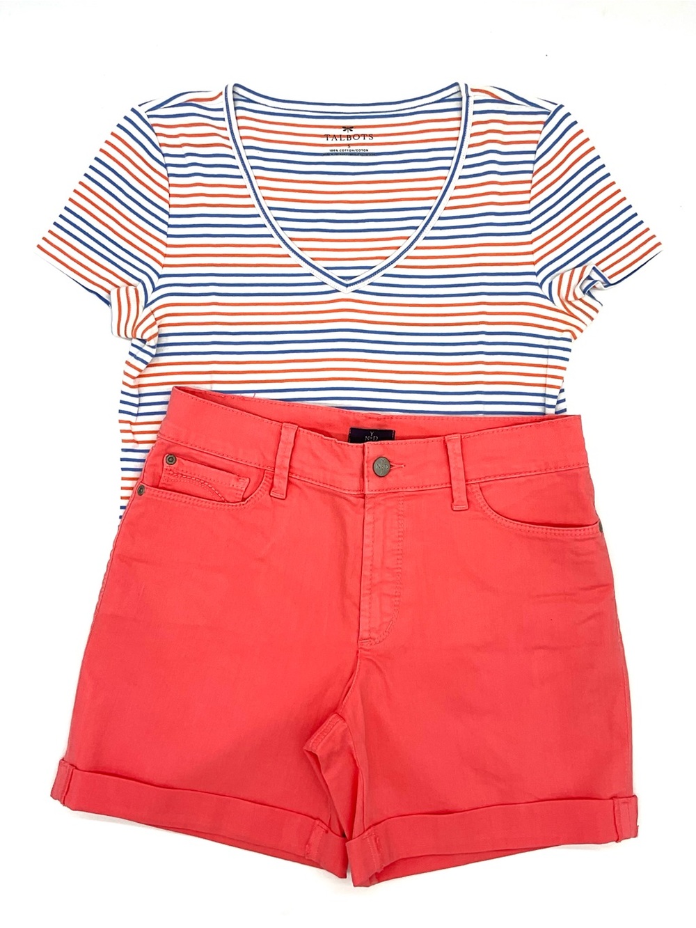 Bundle: NYDJ Cuffed Orange Shorts  + Talbots Tee